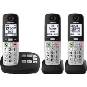 Panasonic Cordless Phone, Easy to Use with Large Display & Big Buttons, Flashing Favorites Key, Flashlight, Call Block, Volume Boost, Talking Caller ID, House Phones, 3 Handsets - KX-TGU433B