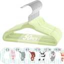 VIS'V Baby Hangers, 11 Inch Velvet Kids Hangers with 6 Pcs Clothes Size Dividers, Infant Toddler Nursery Closet Organization, Non Slip, Lime Green, 50 Pcs