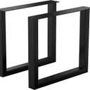 Metal Table Legs, 16''Hx 17.7W Dining Leg, Heavy Duty 3.1" Width Section Square Steel Table Legs, 16x17.7x3.1 Inch Black Industrial Style Furniture Leg for Dining Desk Bench and Coffee Table