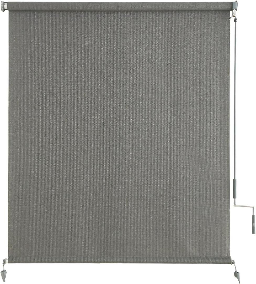sunoff Outdoor Roller Shades, Cordless Patio Roller Up Blinds with Shade Cloth for Porch Gazebo Pergola Balcony Backyard, 2 Poles & 1 Fabric, Grey, 84" Wx72 H | Grey, 84"Wx72"H, Shade Cloth for Porch Gazebo Pergola Balcony Backyard, 2 Poles & 1 Fabric