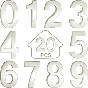 20 Pieces House Numbers Mailbox Numbers 0-9, 3D Door Address Numbers Self Adhesive Mailbox Numbers Sticker or House, Apartment, Office, Hotel Room, Mailbox Signs (White,2.76 Inch)