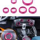 Savadicar CKT01 Billet Aluminum Control Knob Trim Sets, Headlight/4WD/HVAC Climate Control Knob Ring Bezels, Air Conditioner/Radio Switch Cover for 2021-2025 Ford Bronco, Interior Accessories, Pink