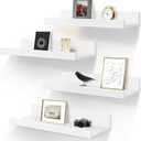 LaVie Home Floating Shelves for Wall Storage Set of 4, 15.6 Inch Picture Ledge Shelf, White Wall Shelves with Lip for Kitchen, Bedroom, Bathroom, and Living Room