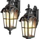 DEWENWILS Motion Sensor Outdoor Wall Lights, 2-Pack Dusk to Dawn Exterior Lantern Fixture, Roman Vintage Wall Mount Waterproof Porch Light, Water Ripple Glass, for Front Door Garage Patio