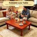 Folding Coffee Table Japanese Rectangle Folding Wood Floor Low Table, 60x40x25cm