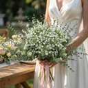 lovemoon Mixed Greenery Artificial Eucalyptus Stems, Baby Breath Artificial Flowers Bulk and Eucalyptus Leaves for Wedding Bouquets Home Office Floral Decor (100, Green and White)