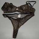 Lilosy Sexy Mesh Sheer Underwire Push Up Lingerie Set Lingerie Set (Medium, Leopard)