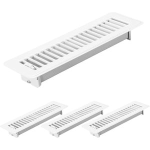 Fumete 4 Pcs 2 x 10 Inches Floor Vent Covers Heavy Duty Floor Register Metal Heat Vent Covers with Rust Proof Finish for Home Heater (White)