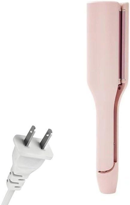 Curling Iron Hair Crimper Waver Beach Waves Curling Wand, Ionic Deep Waver Hair Curler Tool with Ceramic 3 Barrel for Women, Dual Voltage, Anti-Scald, Easy to Use, Pink, 1.25 Inch