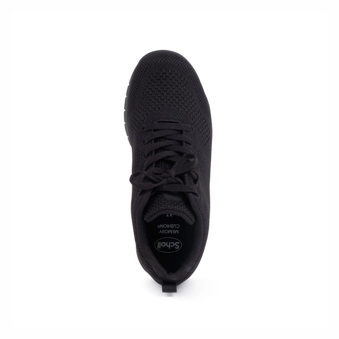 Black Lightweight Athletic Sneakers, Lace-Up Running Shoes with Breathable Knit Upper, Size 40