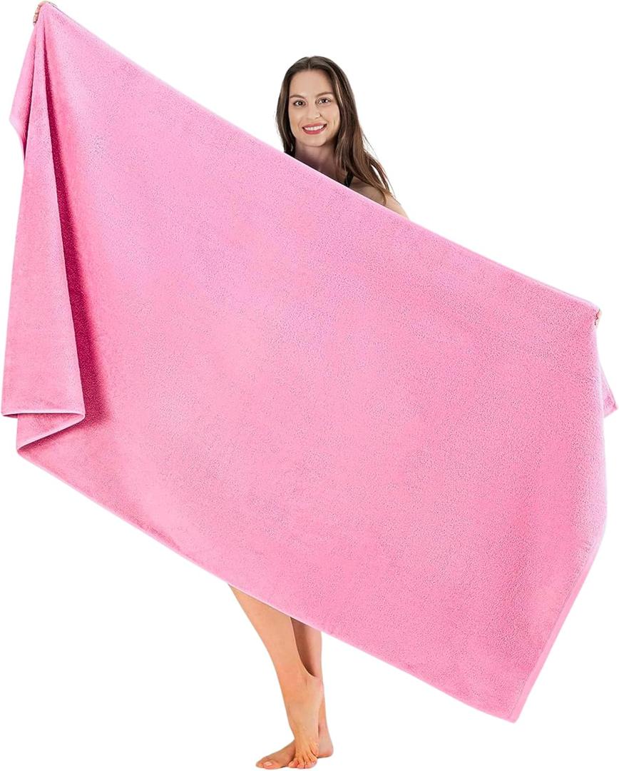 SALBAKOS Luxury 100% Turkish Cotton Bath Sheets 40x80 in Oversized Extra Large Bath Towels Pink Thick Soft Absorbent Turkish Towel for Spa Beach (Pack of 1, Rose, Jumbo Bath Sheet)