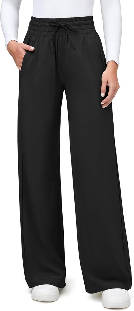 IUGA Women's Hiking Quick-Dry Wide Leg Pants (Black) Standard, Small 