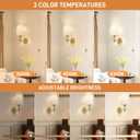 Battery Operated Wall Sconces Set of Two, Wireless Wall Sconces with Remote Control, 3CCT Dimmable Rechargeable Wall Lights, Gold Wall Lamps for Bedroom, Living Room, RGB Bulbs Included, ETL Listed
