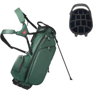 Lightweight Golf Stand Bag with 14 Way Full-Length Dividers, 7 Zippered Pockets and Rain Cover, with Handles and Dual Strap