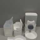 Rabbit Feeder for Cage,Hanging Automatic Cat Feeder and Water Dispenser,Ferret Cage Accessories,Food Water Bowl for Cats Rabbit Guinea Pig Cages(Cage Grid Spacing Over 1.2'') (White Gray)