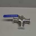 3-Way Ball Valve, 1.5 Inch Sanitary Ball Valve Clamp, 1/2 inch Stainless Steel 304, 3 Way Clamp ConnectionTriclamp 3 way Valve(1.5")
