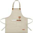 APRONPANDA Chef Apron for Men Women with Pockets Adjustable Strap, Water Repellent Apron for Cooking, Baking
