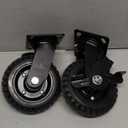 Fixed Heavy Duty Caster Wheel, 8 Inch*2,1000lb Capacity, Black Rim, Solid Rubber, Cast Iron,Outdoor,Flat Free for Carts,Dolly, Workbench,Trolley,DIY Tools