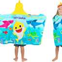 Franco Baby Shark Bath/Pool/Beach Soft Cotton Terry Hooded Towel Wrap, 24 in x 50 in, Kids