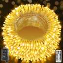 Ollny Christmas Lights Outdoor 800LED 262FT, Warm White Plug in Fairy Light with Remote, 8 Modes Waterproof Timers Dimmable LED String Lights for Indoor House Outside Bedroom Patio Balcony