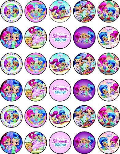 30 x Edible Cupcake Toppers Themed of Shimmer and Shine Collection of Edible Cake Decorations | Uncut Edible on Wafer Sheet