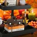 Fall Decorations for Home 7PCS Table Centerpieces, Tabletop Thanksgiving Decor for Tiered Tray Shelf Mantel Office Desk Thanksgiving Autumn Decoration Farmhouse Wood Faux Book Stack and Pumpkin Sign