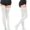 Ted Hose Compression Stockings - Anti Embolism Compression Stockings - Thigh High Compression Socks for Women and Men - 15-20 mmHg Compression Ted Hose with Inspect Toe Hole (White)