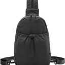 Convertible Backpack Crossbody Small Sling Bag for Women Crossbody Shoulder Chest Daypack with Zipper Strap for Hiking, Black