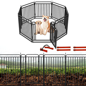 Dog Fence Outdoor for Yard Round Indoor Dog Playpen Dog Kennel Decorative Garden Fence for Patio & Flower Bed (8 Panels)