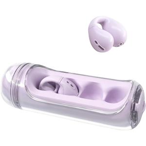 Open Ear Earbuds Clip on Earbuds Bluetooth 5.4 IPX4 Waterproof Running Headphones Light Weight Comfort Stable Fit Workout Open Ear Headphone Fitness Headphones for Running (Purple)