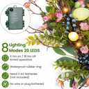 6 FT Pre-Lit Easter Garland with 20 LED Lights & 8 Modes Timer, Lighted Pastel Easter Egg Garland for Mantle Decorations, Greenery Spring Garland with Flower & Berry for Fireplace Table Holiday