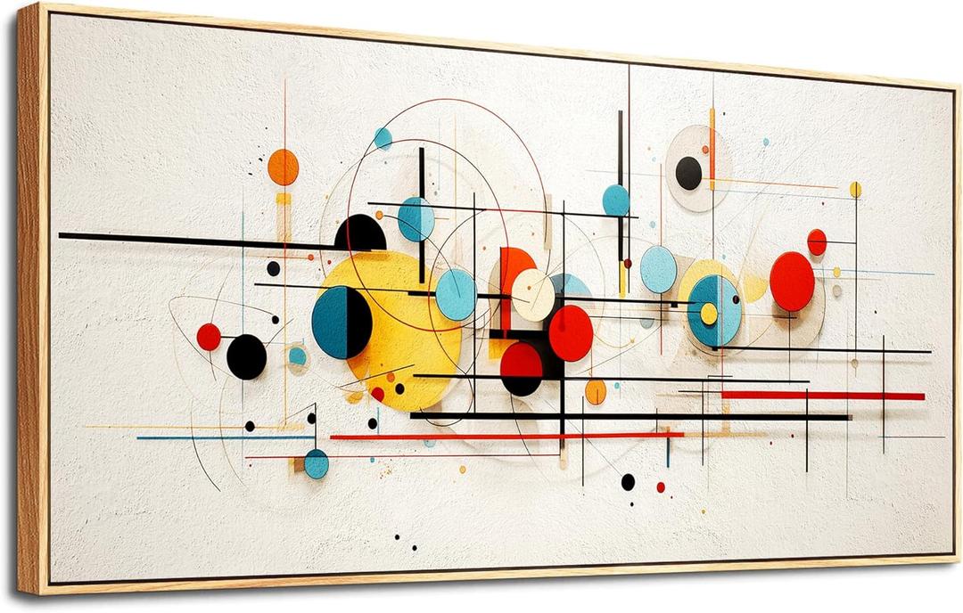 hyidecorart Wood Framed Canvas Wall Art For Living Room Large Wall Decorations For Bedroom Room Office Wall Decor Color Line Color Block Abstract Wall Painting Prints Pictures Artwork Home Decor (40L" x 20W")