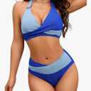 AI'MAGE Womens Tummy Control Bathing Suits High Waisted Bikini Sets Two Piece Bathing Suits,S