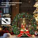 Lewondr Musical Christmas Snow Globe, Family Carolers Christmas Wreath, Swirling Glitters & 8 Songs & Timer, Battery Operated Singing Snow Lantern Decor for Home Holidays Xmas Gift