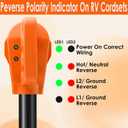 50 Amp RV Extension Cord 25 ft, Heavy Duty 6/3+8/1 SJTW AWG RV Power Cord with Grip Handle Twist Lock, NEMA 14-50P to SS2-50R with Polarity Lamp