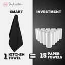 Infinitee Xclusives Premium Kitchen Towels Pack of 3, 100% Cotton |15 x 25| Inches Absorbent Dish Towels - Terry Kitchen Dishcloth Towels - Black Dish Cloth for Household Cleaning