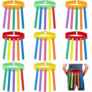 Wettarn 8 Pcs Catch Tail Game Belt Set Field Day Games Catching Equipment for Adults and Kids Ideal for Family Gatherings Parks Reunions Birthday Parties Camping (Red,Orange,Yellow,Green)