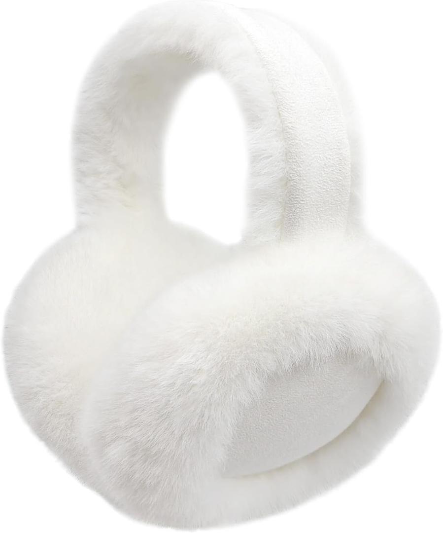 Ear Muffs for Winter Women Foldable Fuzzy Cold Outdoor Earmuffs Soft Faux Furry Ear Warmers Covers