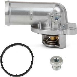 MITZONE Upgrade Aluminium Thermostat Housing Assembly Compatible with 2011-2021 Jeep Dodge RAM Chrysler 3.6L 3.2L V6 Vehicles - 200 Town & Country Avenger Grand Caravan Cherokee (5184570AG(Upgrade Aluminum))