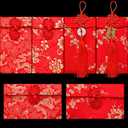 Shappy 6 Pieces Silk Red Envelope 2026 Chinese New Year Red Money Envelopes Hong Bao Card Pocket with Chinese Knot Copper Coin Lucky Money for Spring Festival Wedding(Traditional Style)