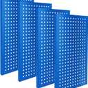 Metal Pegboard Panels 24" x 12" 4 Pack Heavy Duty Steel Pegboard Wall Organizer, Garage Utility Tools Pegboard Storage System for Workbench, Shop, Shed Modular Peg Board Organizer Board Kit (Blue)