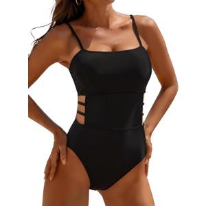 Hilinker Women Cut Out One Piece Swimsuit Slimming Sexy Tummy Control Bathing Suit Swimwear (XL)