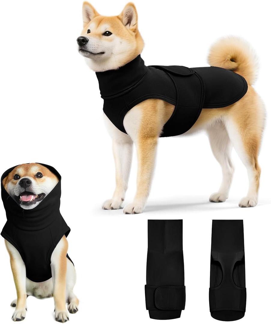 Dog Anxiety Calming Vest Adjustable Turtleneck Thunder Shirt Jacket for Fireworks, Separation, Vet Visits, Pet Hoodie for  Dogs XL