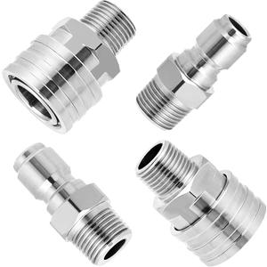 M MINGLE Pressure Washer Adapter Set, 2 Sets 3/8" Quick Connect Fittings, Male Pressure Washer Quick Disconnect Kit, Stainless Steel, 5000 PSI