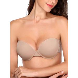 JOATEAY Adhesive Bra Strapless Sticky Push Up Reusable Invisible Lift Padded Non-Slip for Women Backless Dress Wedding Party (Nude, Cup C)
