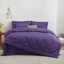 Love's cabin King Size Comforter Set Purple, 7 Pieces King Bed in a Bag, All Season Bedding Sets with 1 Comforter, 1 Flat Sheet, 1 Fitted Sheet, 2 Pillowcase and 2 Pillow Sham | Soft, Breathable, Lightweight, Comfortable