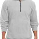 Askdeer Men's Quarter Zip Pullover Mock Neck Polar Fleece Sweatshirt Thermal Winter Sweater with Pocket (S)