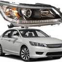 munirater Black Housing Projector Headlight Assembly Passenger Side Replacement for Accord 2013-2015 4-Door Sedan Halogen Headlight Headlamp