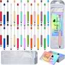 90 Pcs Beadable Pens Kit, Include 30 Pcs 2 in 1 Plastic Stylus Beadable Pens Foil Thank You Cards with 30 Resealable Packaging Bags for School Office Party Supply Gifts