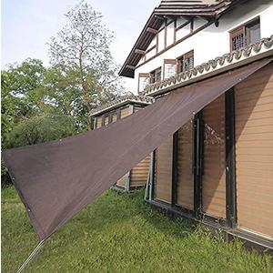 U/D Awnings, 90%-95% UV Resistant HDPE Tear Resistant Sun Protection Sun Shade, with Ropes for Outdoor Garden Terrace, Brown,3x5m